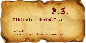 Miklovicz Borbála névjegykártya